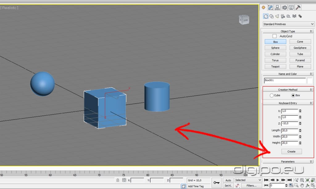 Create Box Cylinder Sphere 3ds Max