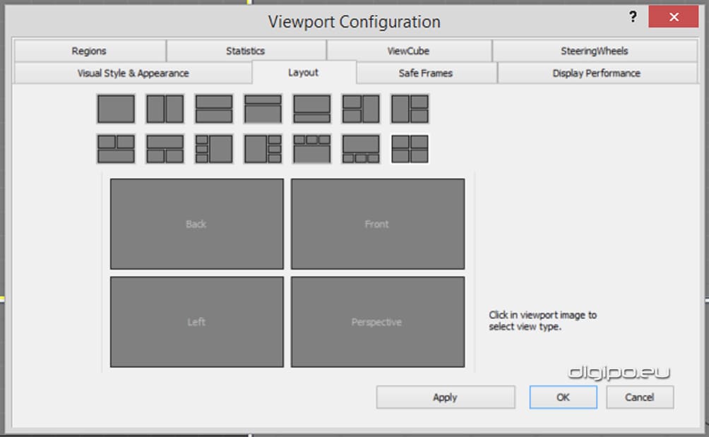 Изменение размещения структуры окон проекций