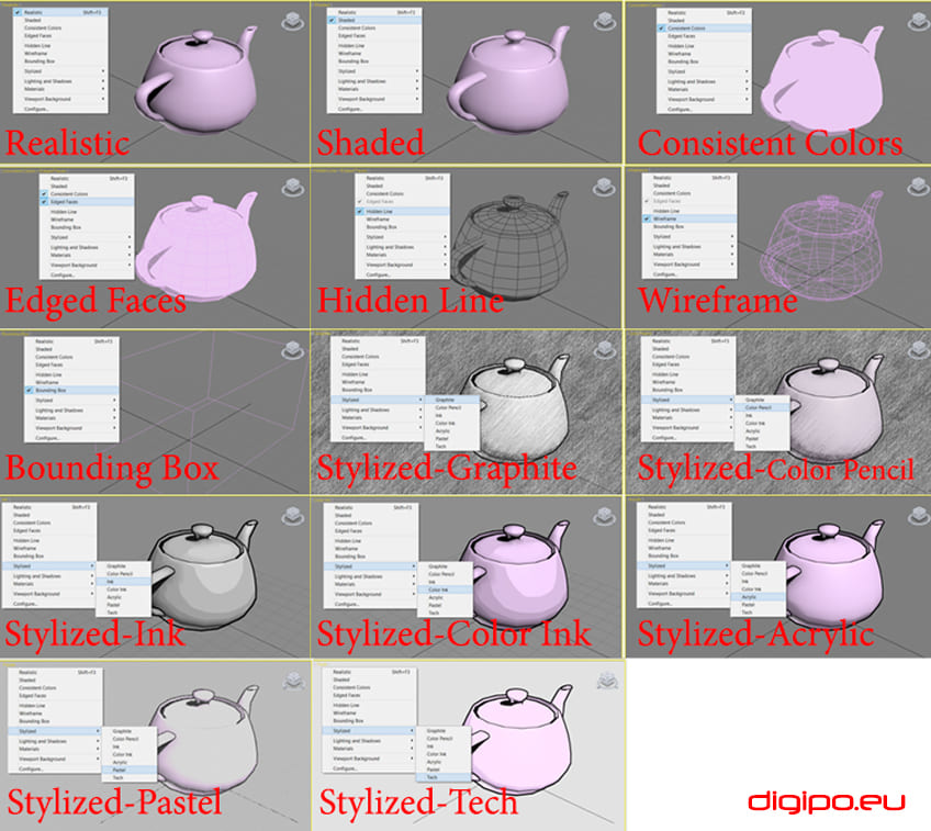 Изменение режима отображения для окна проекции 