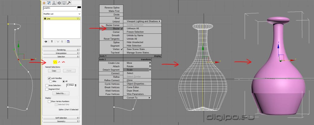 Искривление кривых. 3ds Max