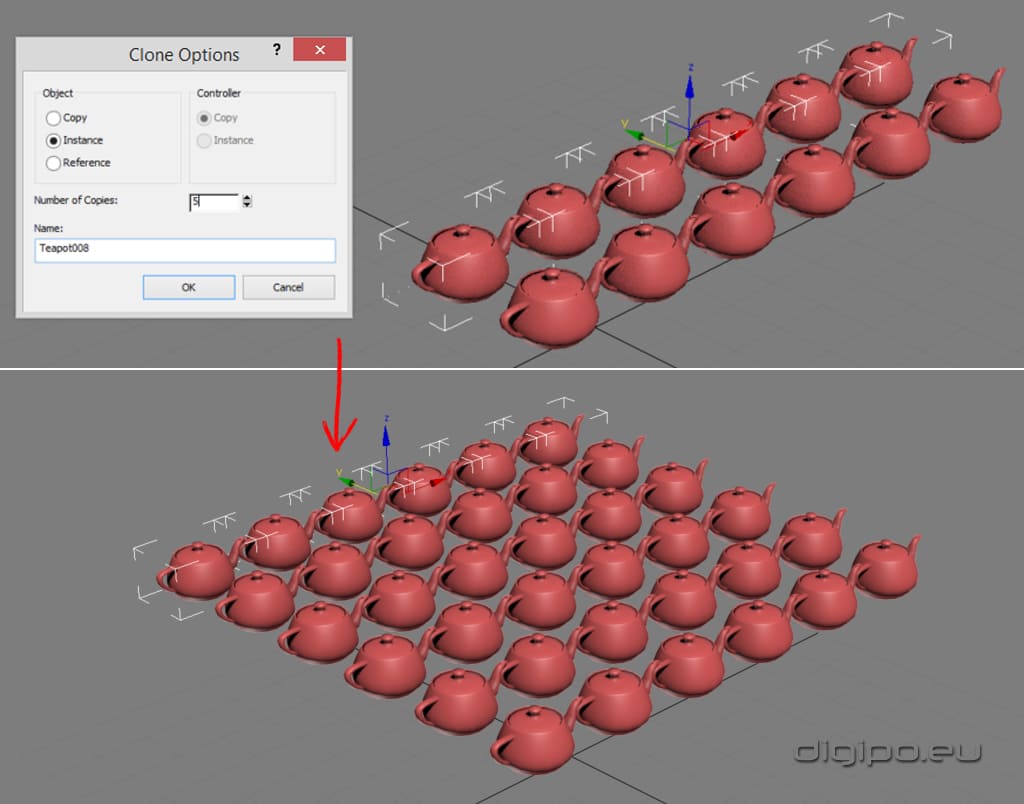 Клоны для группы объектов