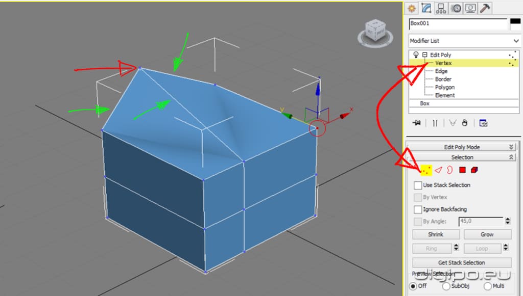 Режим работы с вершинами
