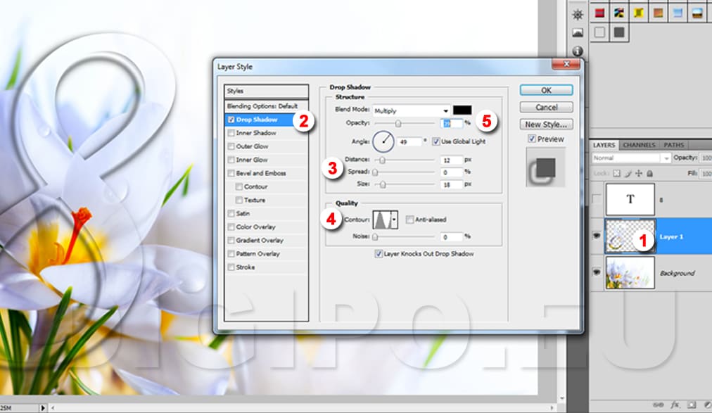Параметры Drop Shadow