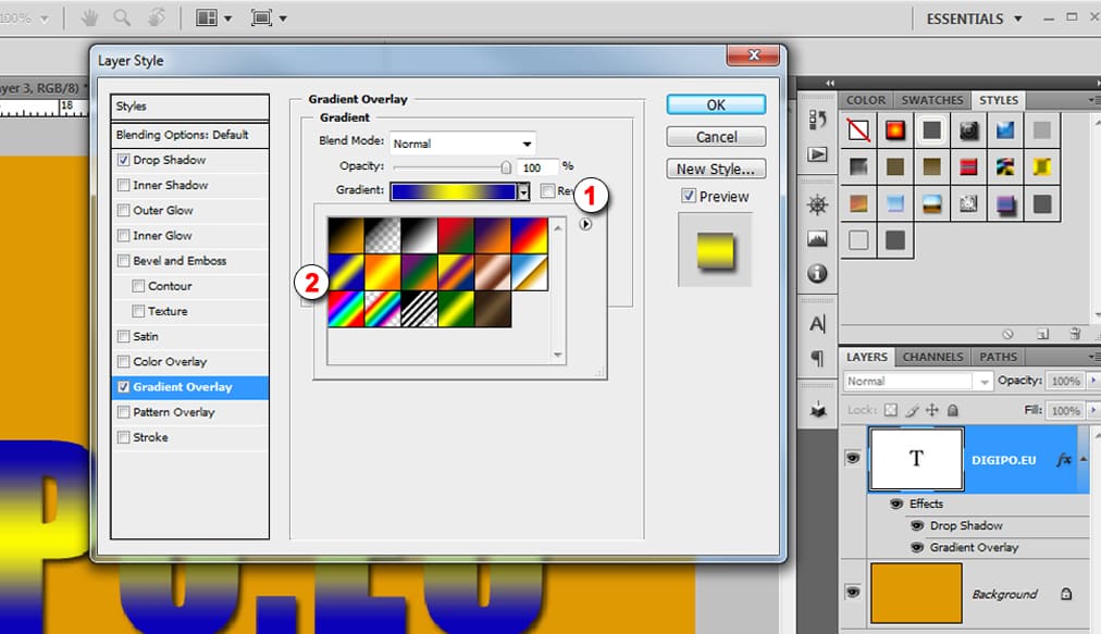 Выберем вариант заливки